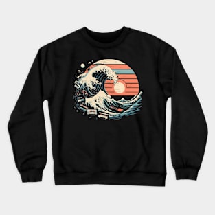 The great wave of cassettes - retro styled Crewneck Sweatshirt